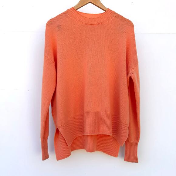 Jil Sander Drop Tail Long Oversized Sweater Small Pink Peach Jumper Crewneck - Picture 2 of 9